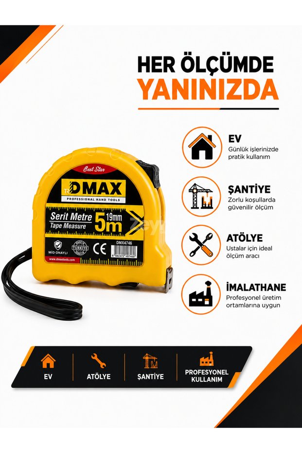 Dmax 3 Meter Tape Measure 16 mm Compact Measuring Tape Home Workshop Construction Site Use