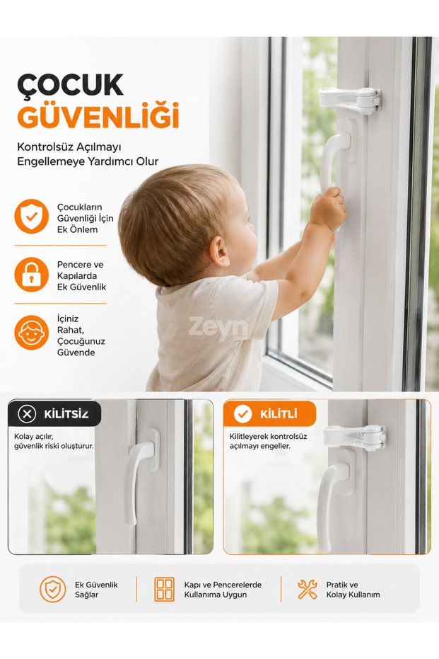 Pvc Door and Window Safety Lock | Child Safety Lock | Pimapen Security Lock | White