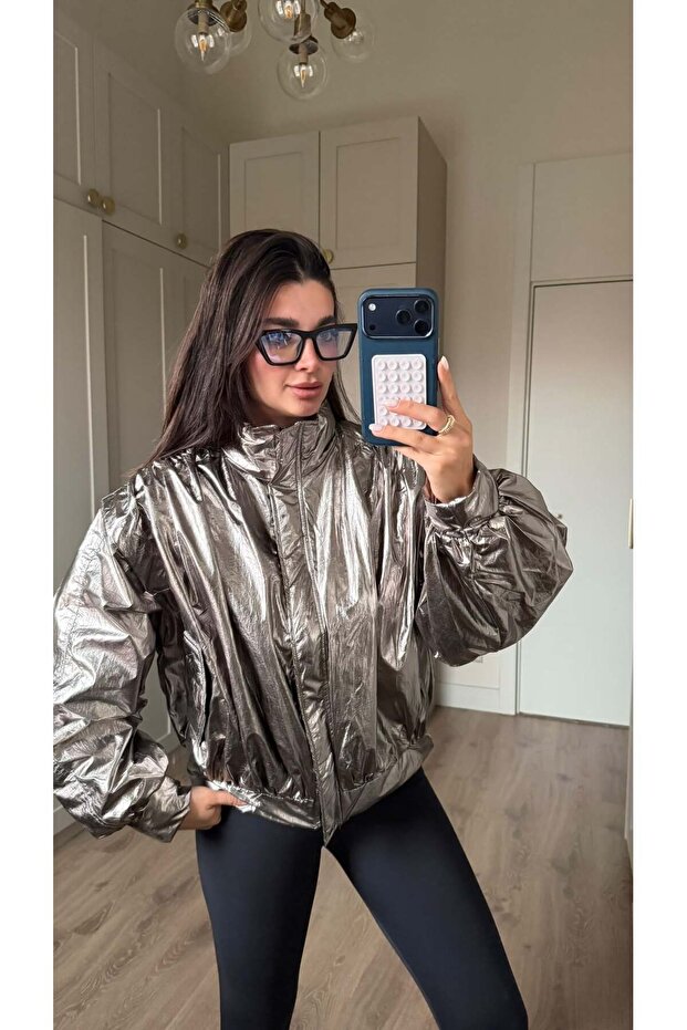 Silver Aura Bomber Jacket