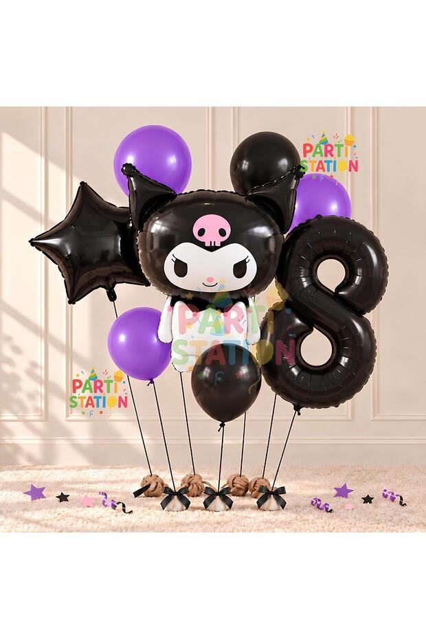 Sanrio Black Kuromi 8 Year Old Balloon Set Anime Kawaii Kuromi Concept Birthday Balloon Set