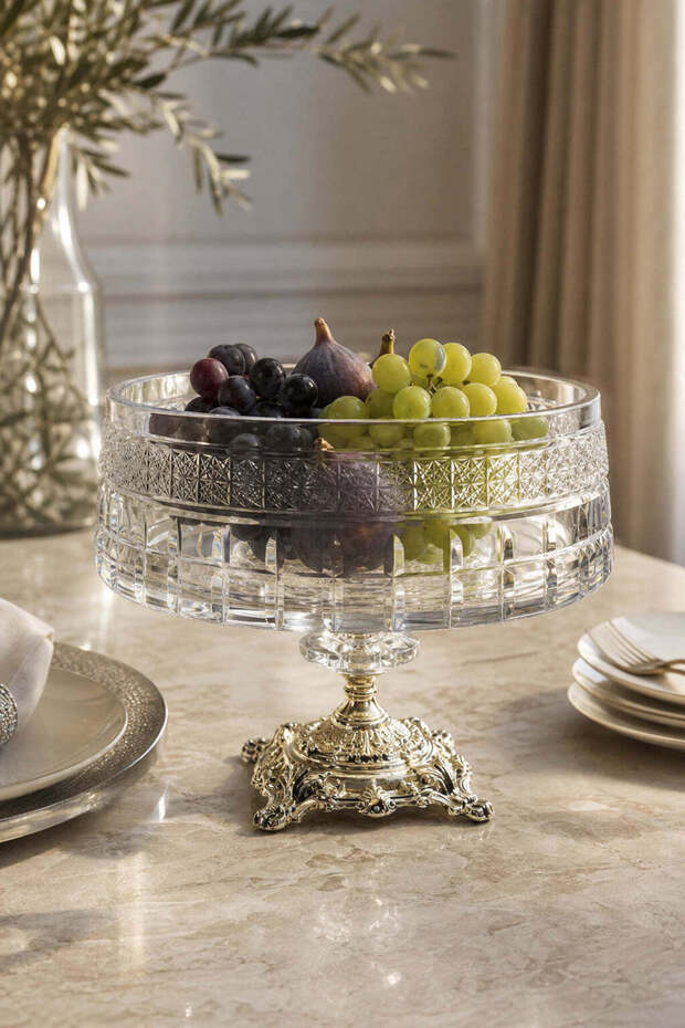 Mercury Large Bowl Eternal Model Cut Crystal Handcrafted