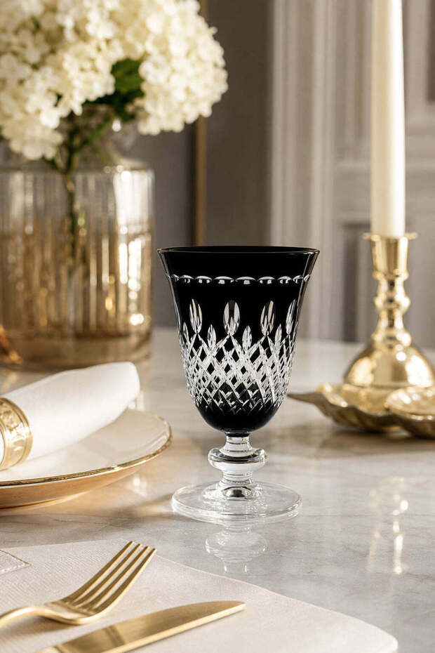 Handmade Royal Colorful Luxury Footed Water Soft Drink Glass 280ml