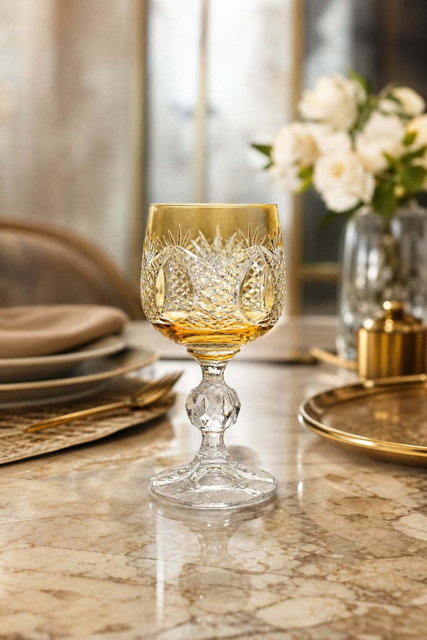 Ananas Patterned Luxury Cup with Crystal Base