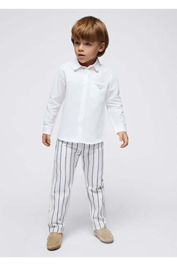 Boy's Beige Striped Trousers 03541-064