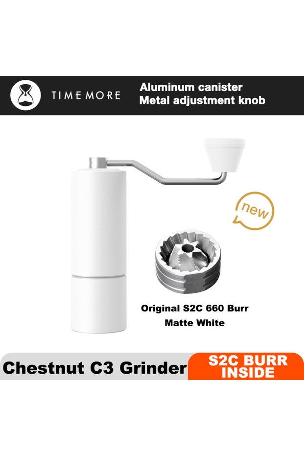 TIMEMORE WHITE C3 GRINDER TIMEMORE Chestnut C3 Manual Coffee Grinder Portable Pour over Espresso Gri