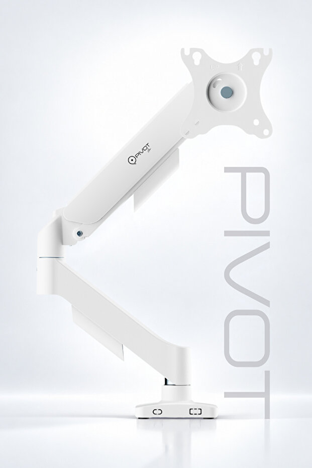 17-32'' Single Arm Monitor Arm - Full Motion Monitor Holder - Vesa Compatible Monitor Stand White