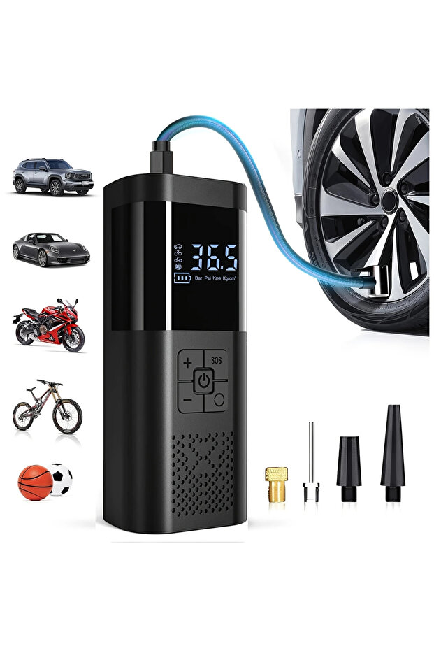black Portable Car Air Compressor 3X Faster 150PSI Cordless Tire Inflator Pump with Digital Gauge fo
