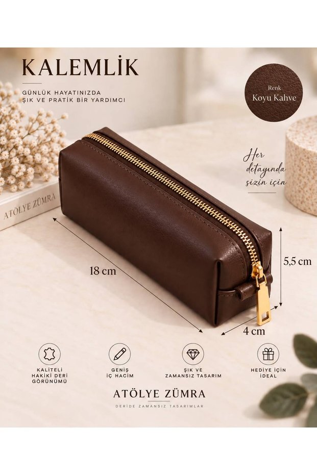 Vegan Leather Zippered Pen Holder