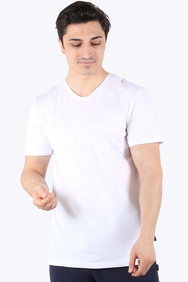 2021 V-neck Basic Single Jersey Regular Fit T-shirt