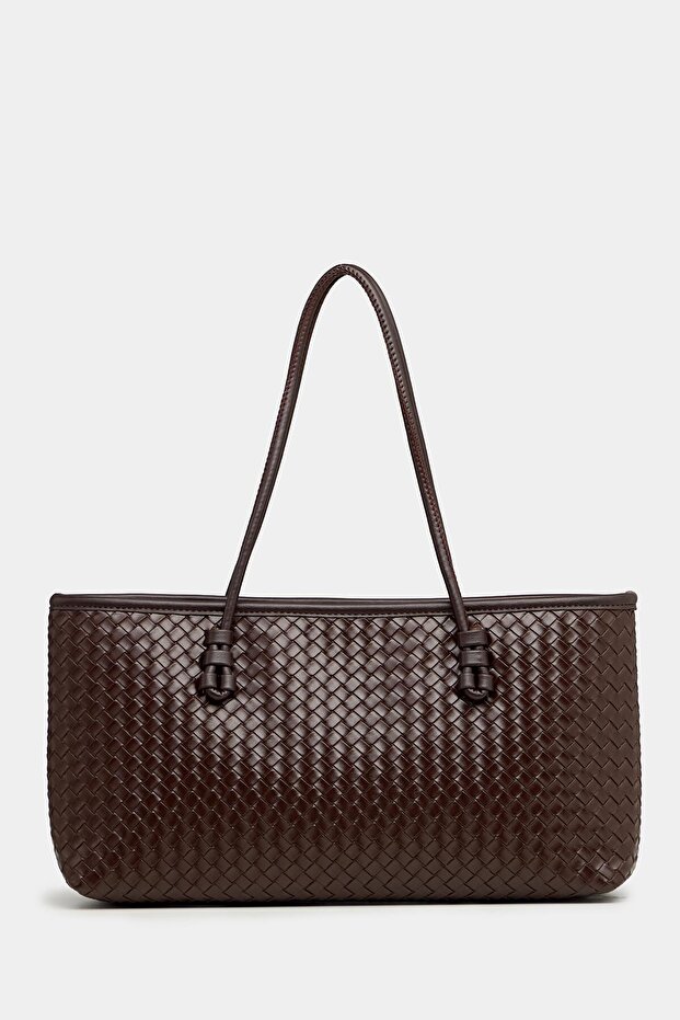Knitted Pattern Handle-Loop Boat Bag