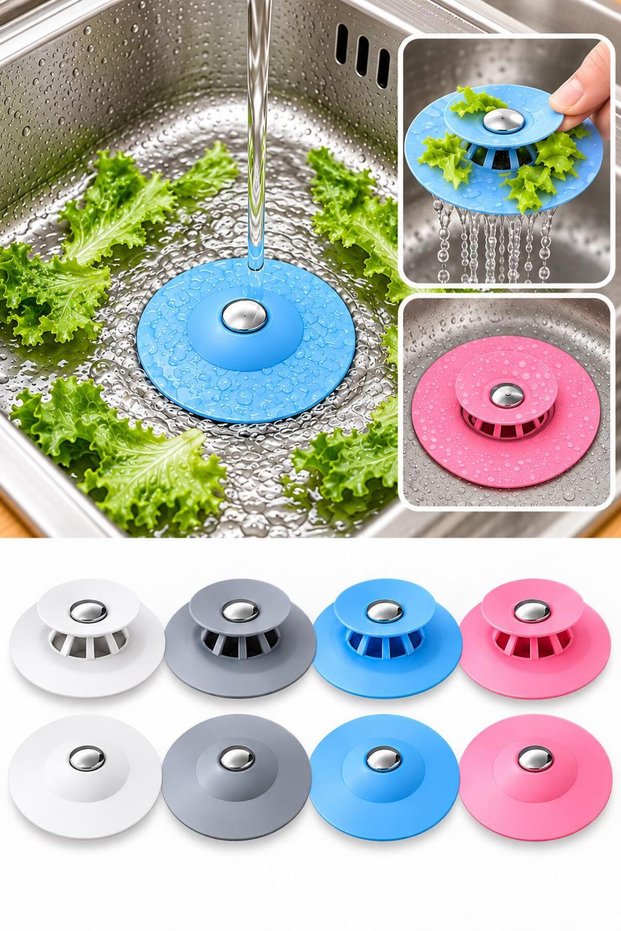 3 Pcs 2 Stage Silicone Touch Sink Plug Drain Stopper Strainer
