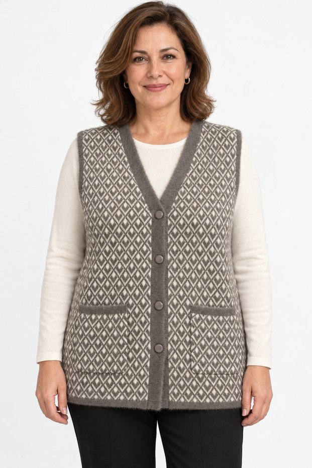 Women's Middle Age and Above Beard Yarn Mother Buttons Knitwear Vest 1170