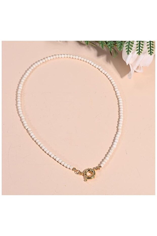White Color Sand Bead Women's Necklace