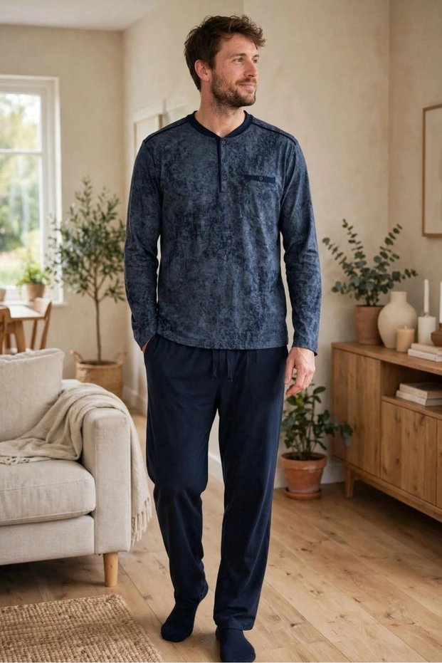 Çift Kaplan 8200 Long Sleeve Men's Pajama Set with Patches