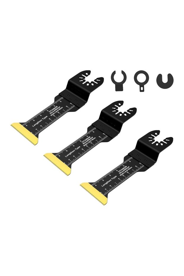 3pcsTTMLTE14 Titanium Oscillating Saw Blades Metal Cutting Multitool Blades for Metal Nails Hard Mat