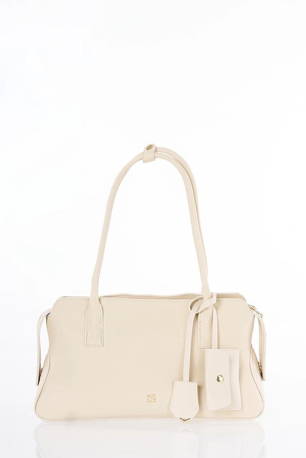 Faux Leather Shoulder Bag Cream