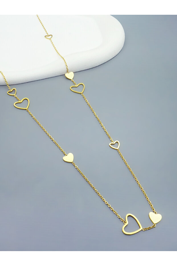 Other love 1 Ladies 18K Gold-Plated Stainless Steel Hollow Square Round Rectangular Star Long Neckla