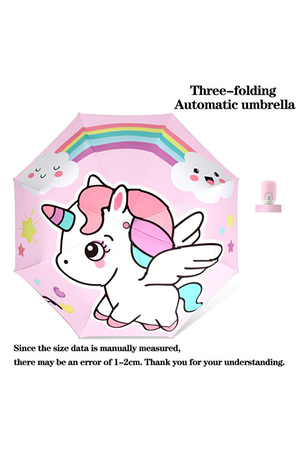 Automatic-3 Folding Umbrella, Cute Unicorn, Dinosaur, Spaceship Little Tiger, Fashion Sunscreen Umbr