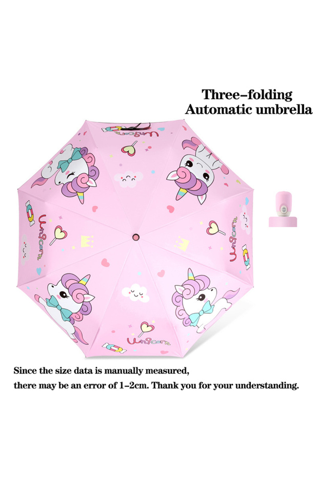 Automatic-4 Folding Umbrella, Cute Unicorn, Dinosaur, Spaceship Little Tiger, Fashion Sunscreen Umbr
