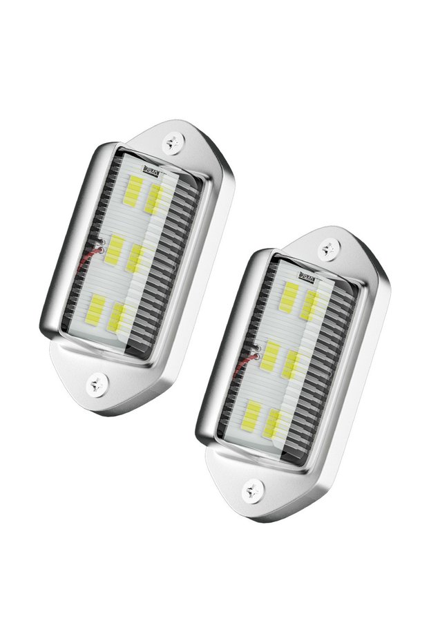 6000K White silver surface 2pcs White LED License Plate Light 12V 24V DC Waterproof 6-SMD License Pl