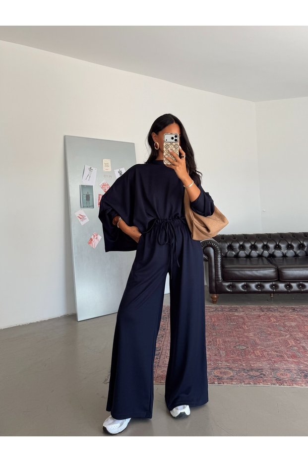 Bat Sleeve Oversize Set - Navy Blue