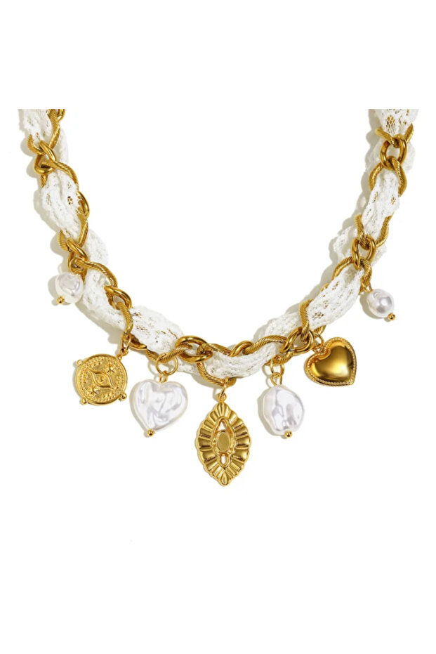 Charmé Golden Charm Lace Necklace