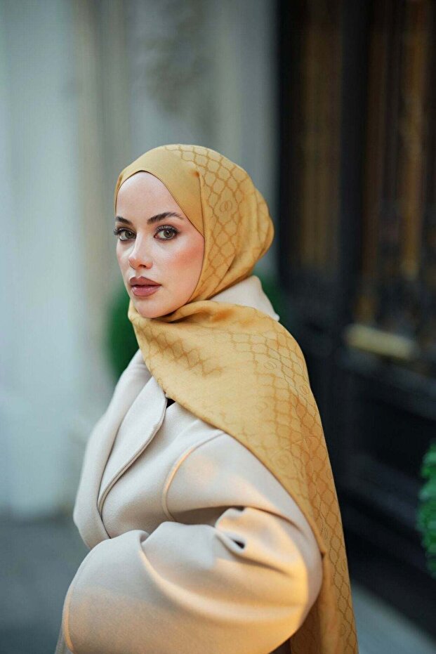 Window Cage Deve-Camel Ramy Jacquard Shawl 70X210