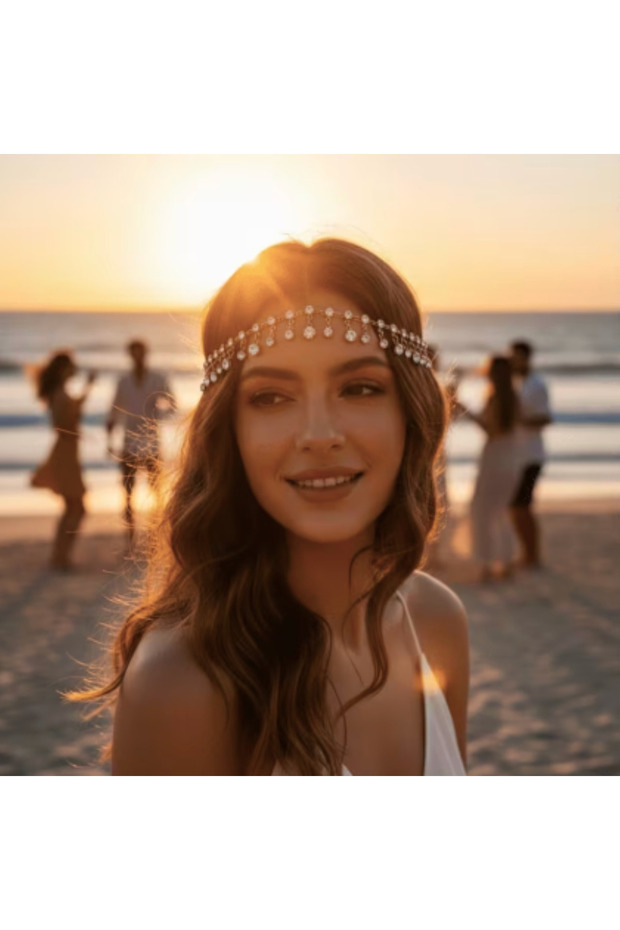 Zelen Crystal Stone Gold Color Hair Accessory Crown Wedding Bohemian Accessory