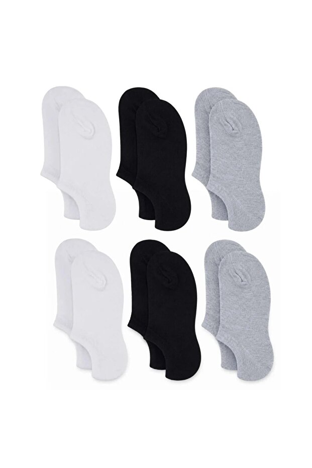 Women's Bamboo 6-Piece Seamless Ballerina Socks Black White Gray Invisible Sneaker Socks Breathable Soft