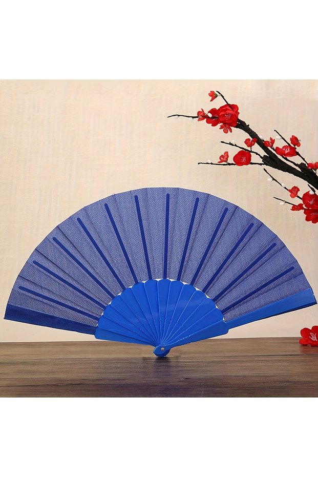 9 inches DEEP BLUE Perfect Solid Color Folding Fan - Elegant Design, Portable & Stylish for Parties,
