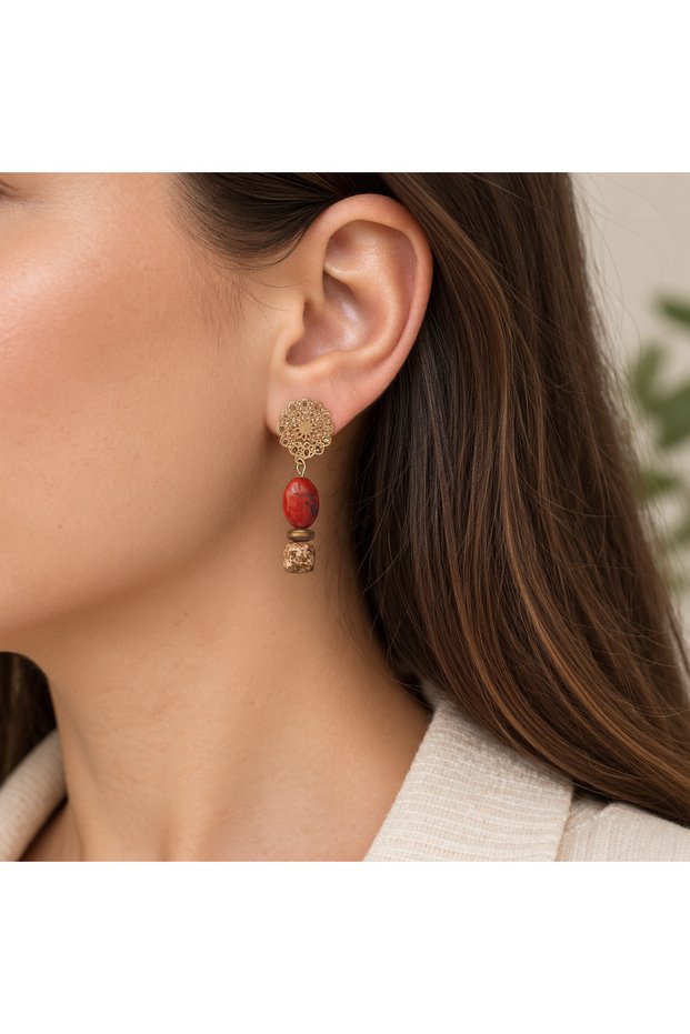 Red Earth Natural Stone Earrings