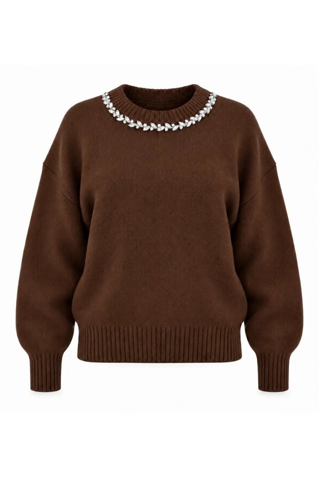 Angora Handcrafted Stone Embroidered Sweater
