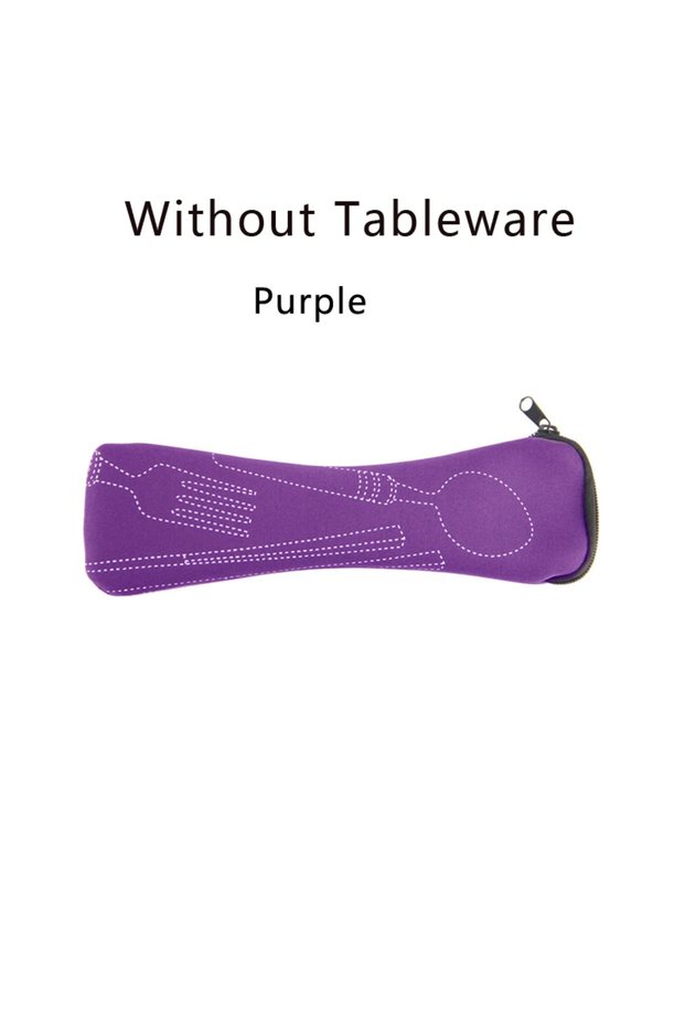 Purple (Only Bag) Portable Tableware Bag Cutlery Storage Bag Travel Packaging Storage Box Picnic For