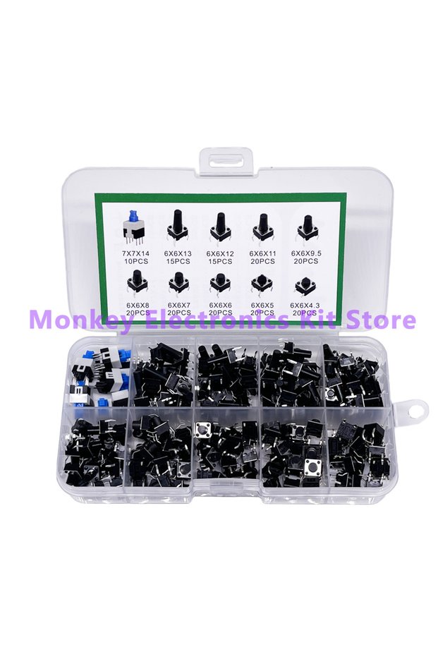 180 PCS 100,180 and 200 PCS 10 kinds of push-button switches directly inserted into touch switch pus