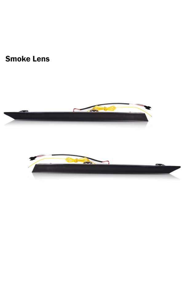 Smoked Lens Dynamic Sequential Amber Turn Signal Light White DRL LED Headlights Grille Light W/ Wiri