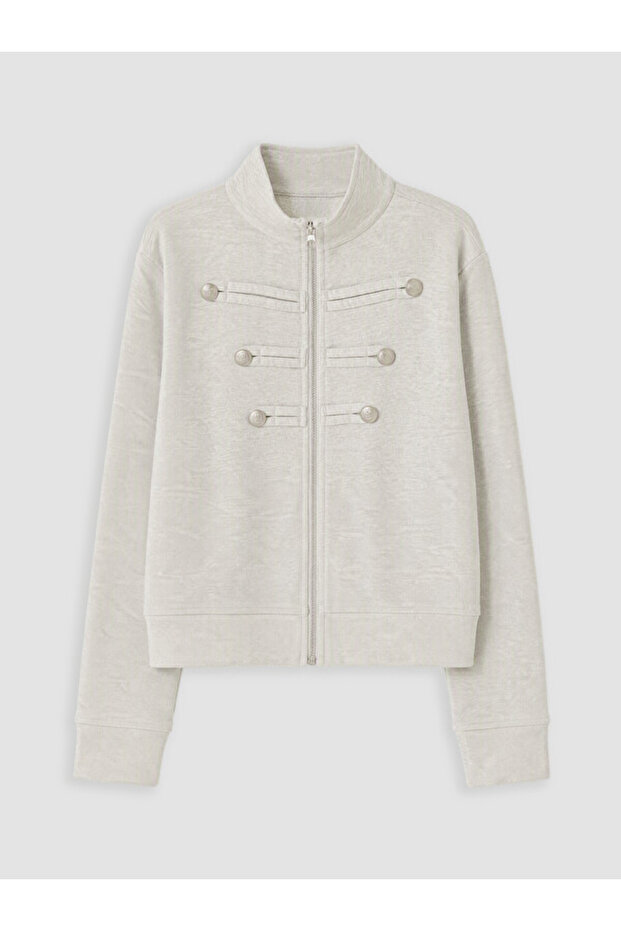 High neck girl's zippered sweatshirt