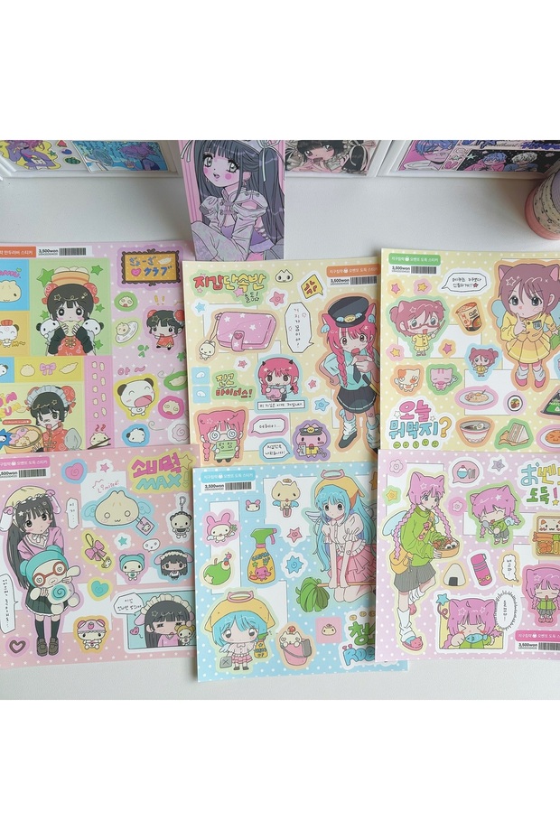 6PCS 1/6PCS Cute Cartoon Sweet Cool Girl Stickers Hand Account Diary Notebook Planner Scrapbook DIY