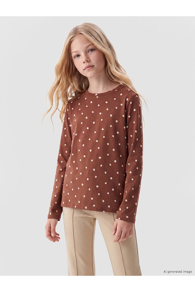 Alita City Lcw Kids Brown Polka Dot Girls' T-Shirt with a Difference