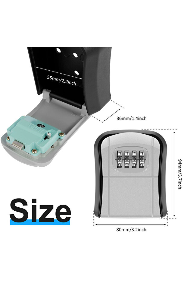 Gray B Key Lock Box Wall-Mount Secret Code Security Key Safe Secret Organizer Box No Key Home Office