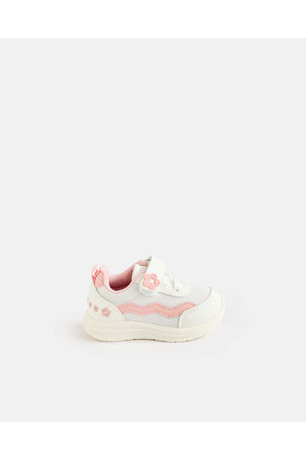 Girls White Flower Sneakers