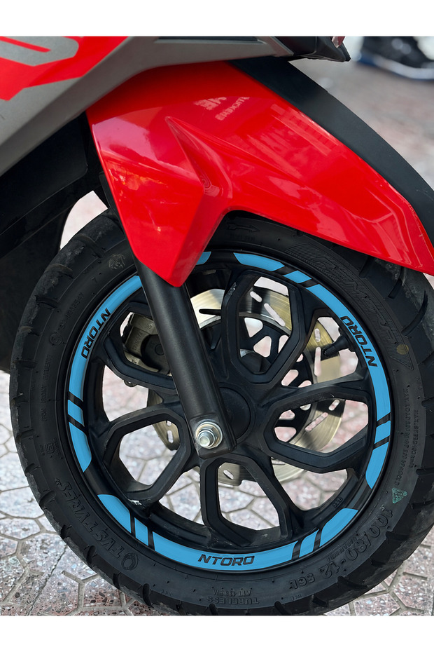 12 Pieces Wheel Rim Stripe Sticker Set for Tvs Ntorq 125 (Front Rear Right Left Sufficient)
