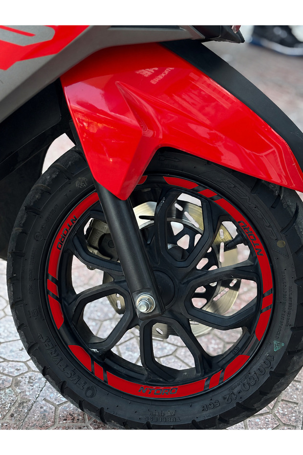 12 Pieces Wheel Rim Stripe Sticker Set for Tvs Ntorq 125 (Front Rear Right Left Sufficient)