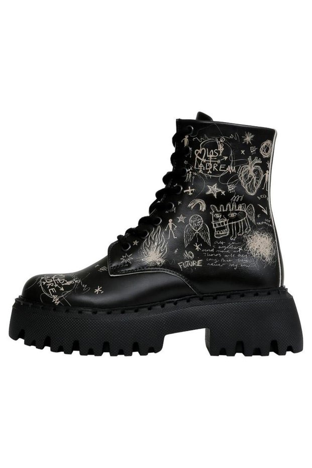 Women's Vegan Leather Black Long Boots - Lost Dream Black Design