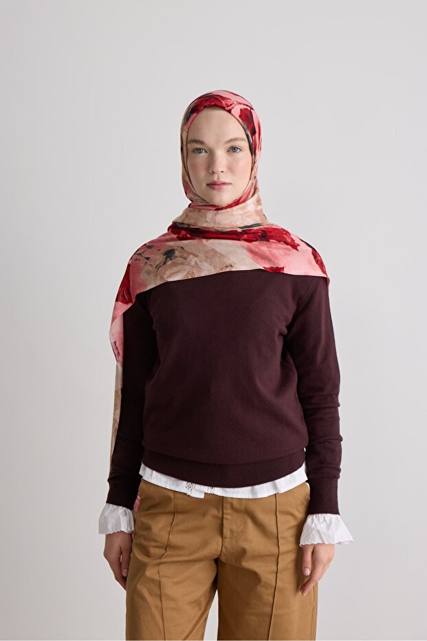 Antique Rose Pattern Nua Viscose Shawl