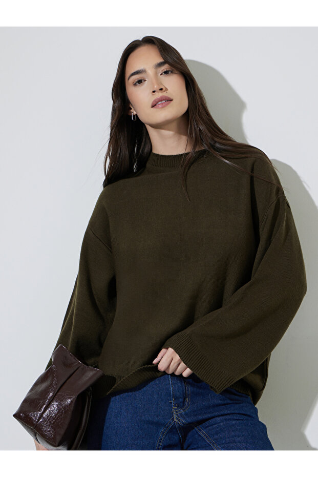 Olive Green Oversized Knit Sweater
