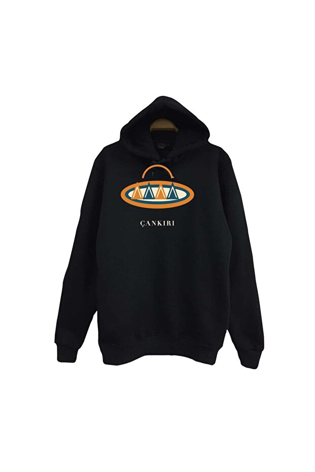 Çankırı Thin Bread Musk Printed Unisex 100% Cotton Hooded Sweatshirt
