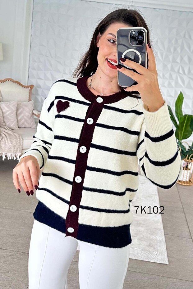 Striped Knitwear Blouse 7K102