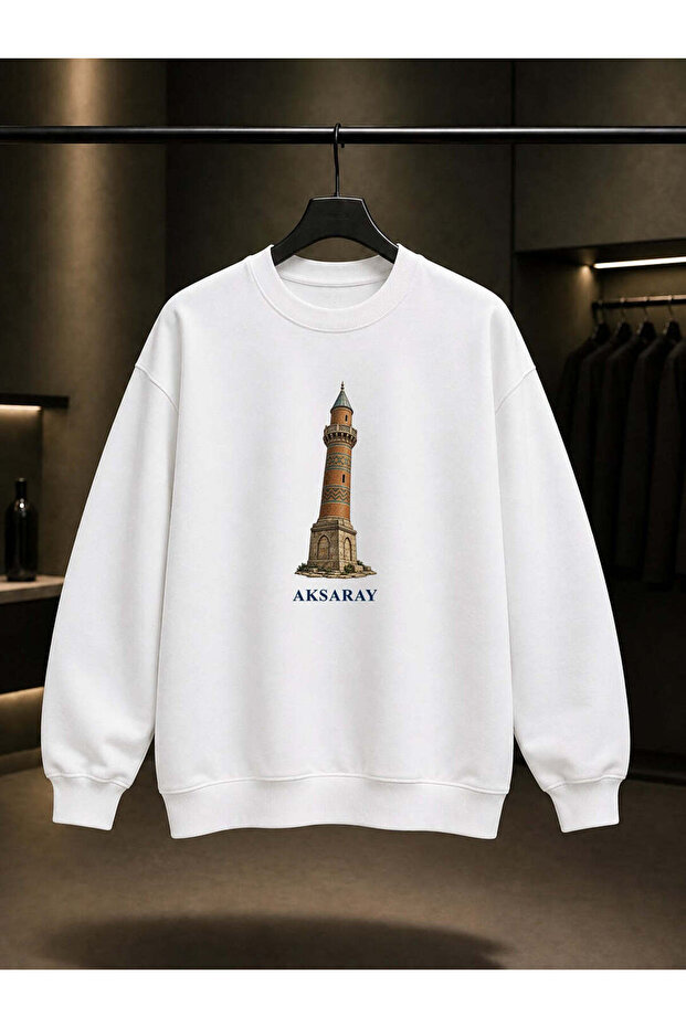 Aksaray Curve Minaret Printed Unisex 100% Cotton Sweatshirt
