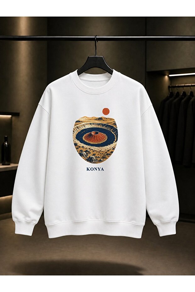 Konya Meke Crater Lake Printed Unisex 100% Cotton Sweatshirt