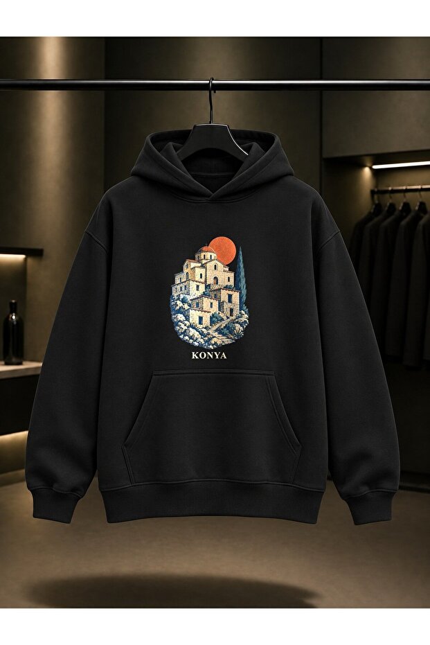 Konya Sille Aya Eleni Printed Unisex 100% Cotton Hooded Sweatshirt